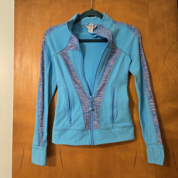 Ivivva Perfect Your Practice Full Zip Jacket Spry Blue Space Dye 12 - Picture 1 of 3